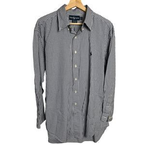 Ralph Lauren Yarmouth 100% Cotton 17 34/35 Checkered Blue